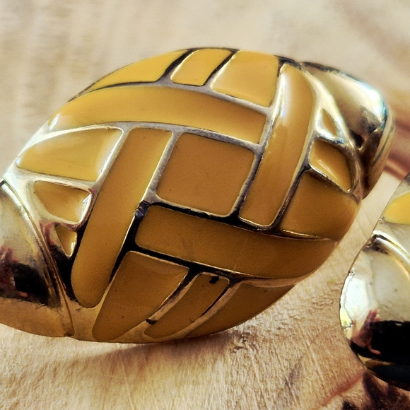 Gold and Yellow Woven Clip-On Earrings - Picture 5 of 6